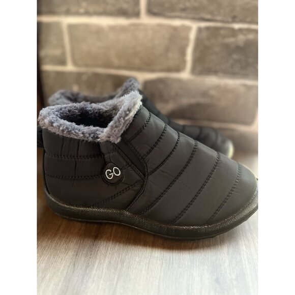 Alicegana Black Winter Snow Boots Faux Fur Lined Ankle Booties Women’s 38 7US - Picture 3 of 12